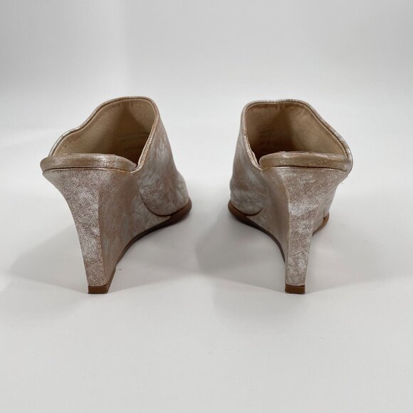 Free People Gold Metallic Slip On Wedge Galactica Mules Womens EU Size 36 - Picture 7 of 10